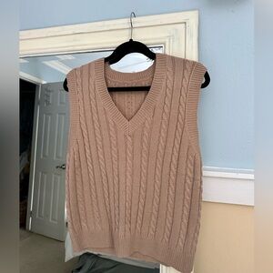 TAN CABLE KNIT VEST